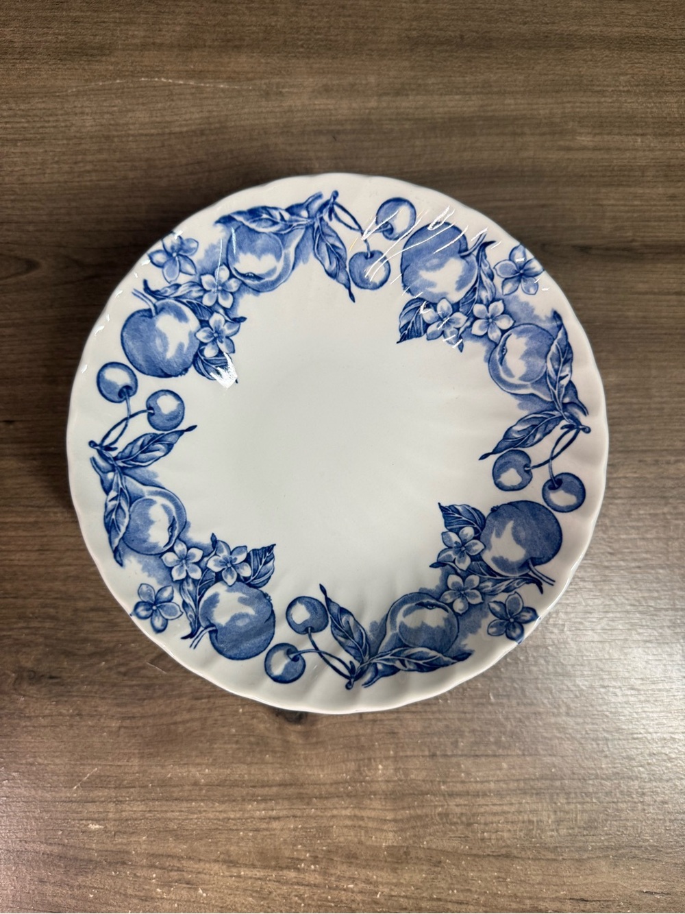 Wood & Sons Fruit Blue Cereal Bowls 6.5” England Blue White Set of 8